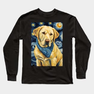 Labrador Retriever Dog Breed in a Van Gogh Starry Night Art Style Long Sleeve T-Shirt